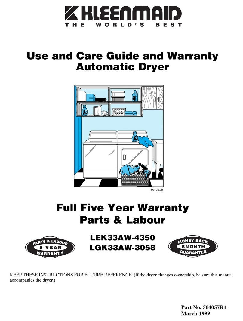 Kleenmaid LEK33AW-4350 Use and care guide and warranty