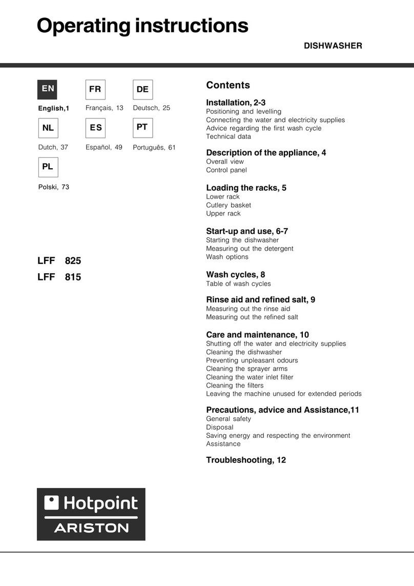 Hotpoint Ariston LFF 815 operating instructions