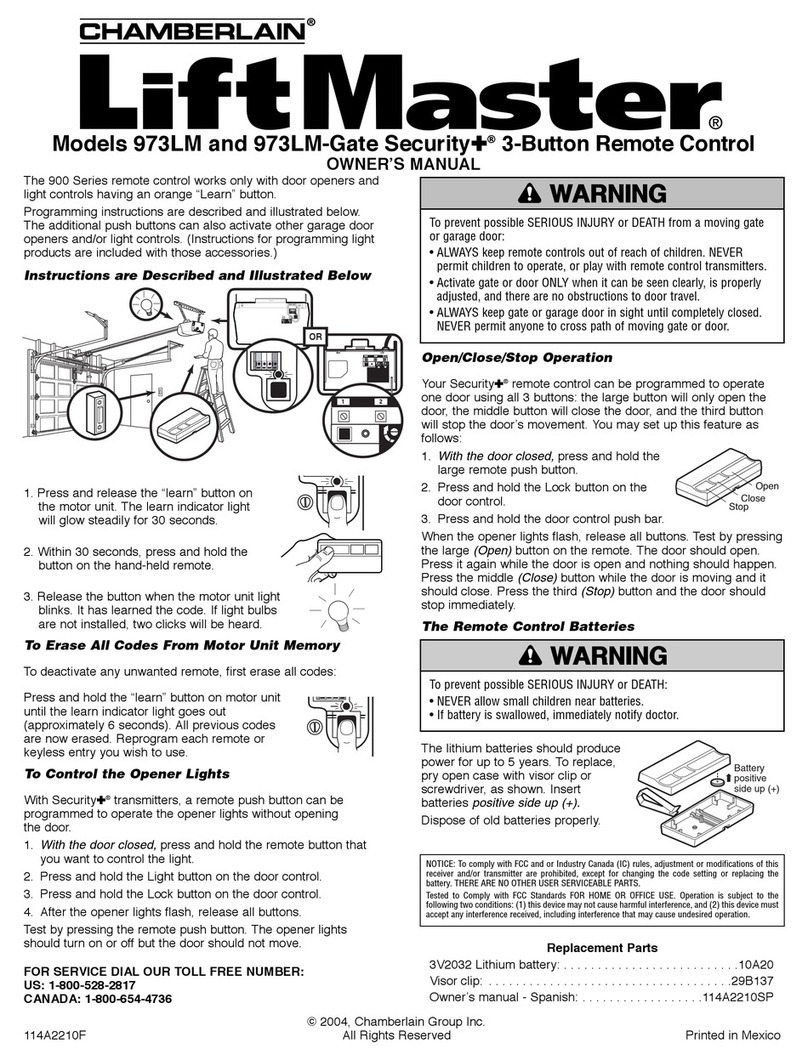 Chamberlain LiftMaster Security+ 973LM User manual