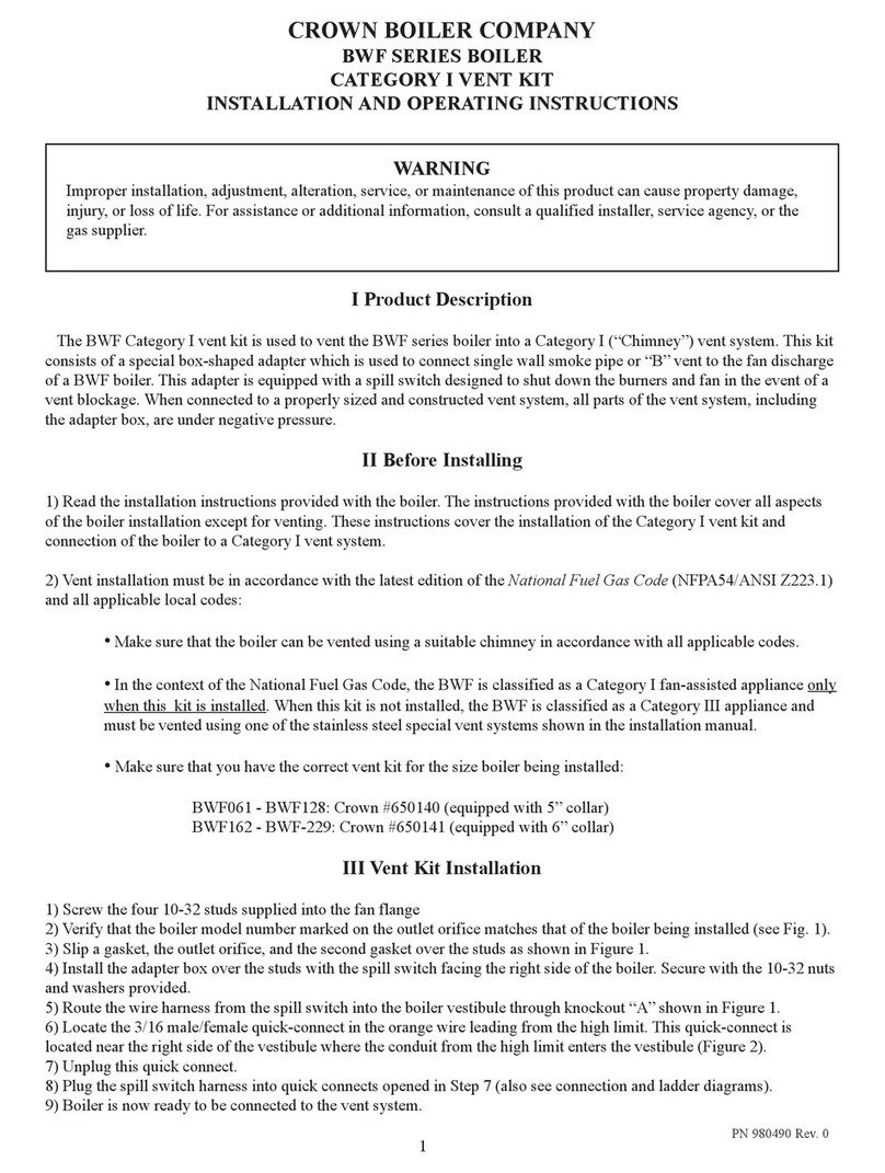 Crown Boiler BWF Series Installation and operating instructions Crown Boiler BWF Series Installation and operating instructions