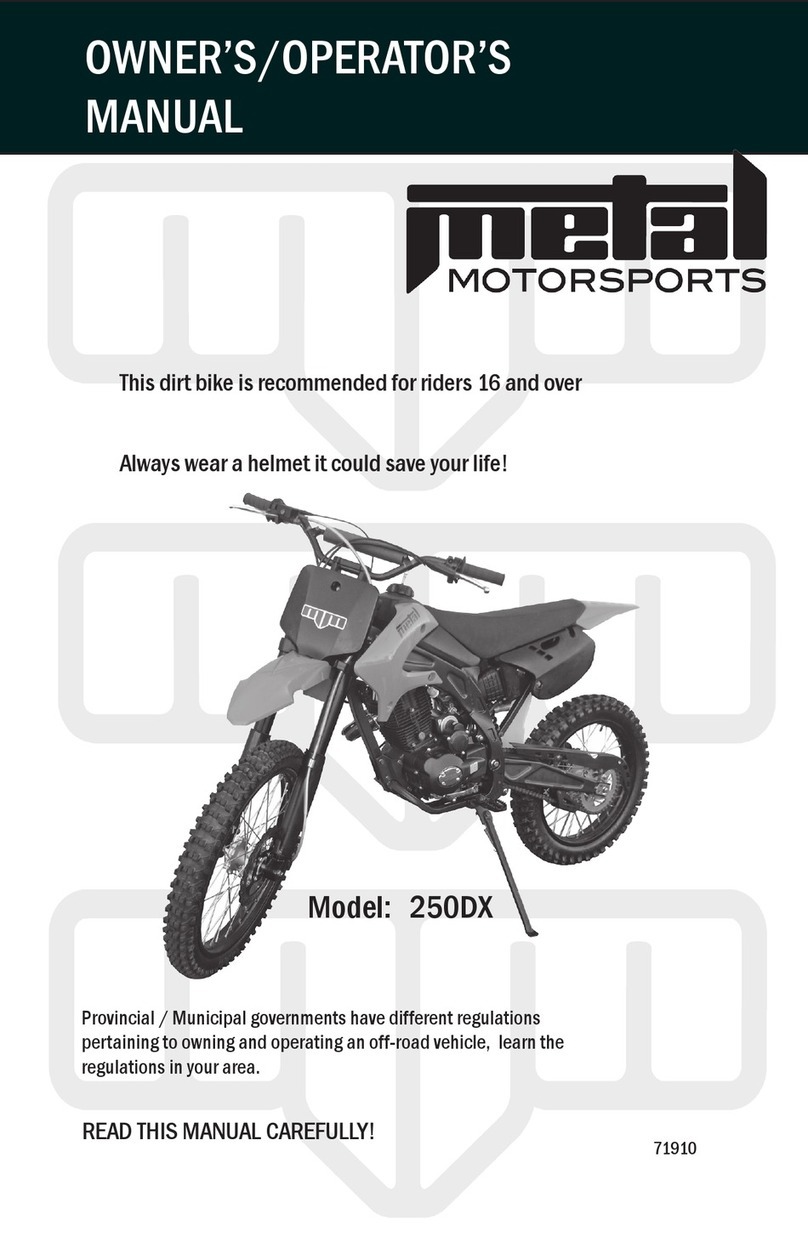 Metal Motorsports 250DX Owner's/operator's manual