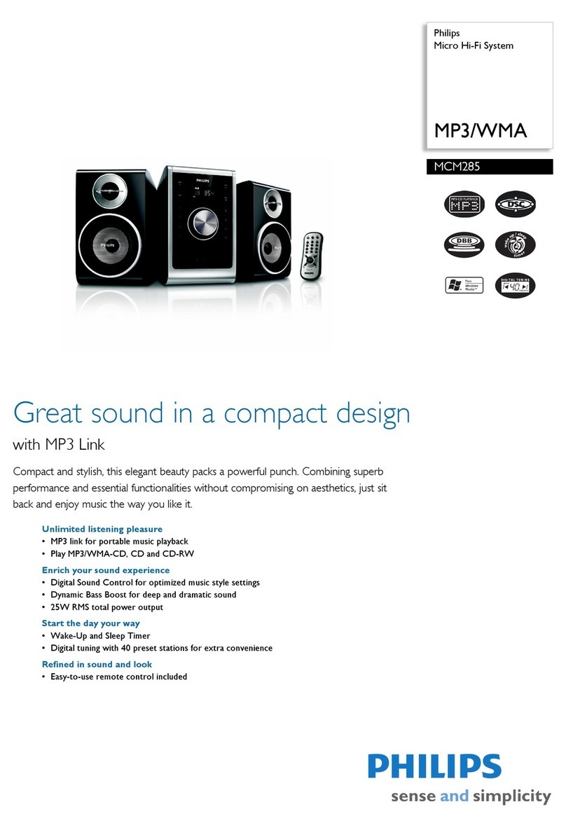 Philips Micro Hi-Fi System MCM285 Specifications