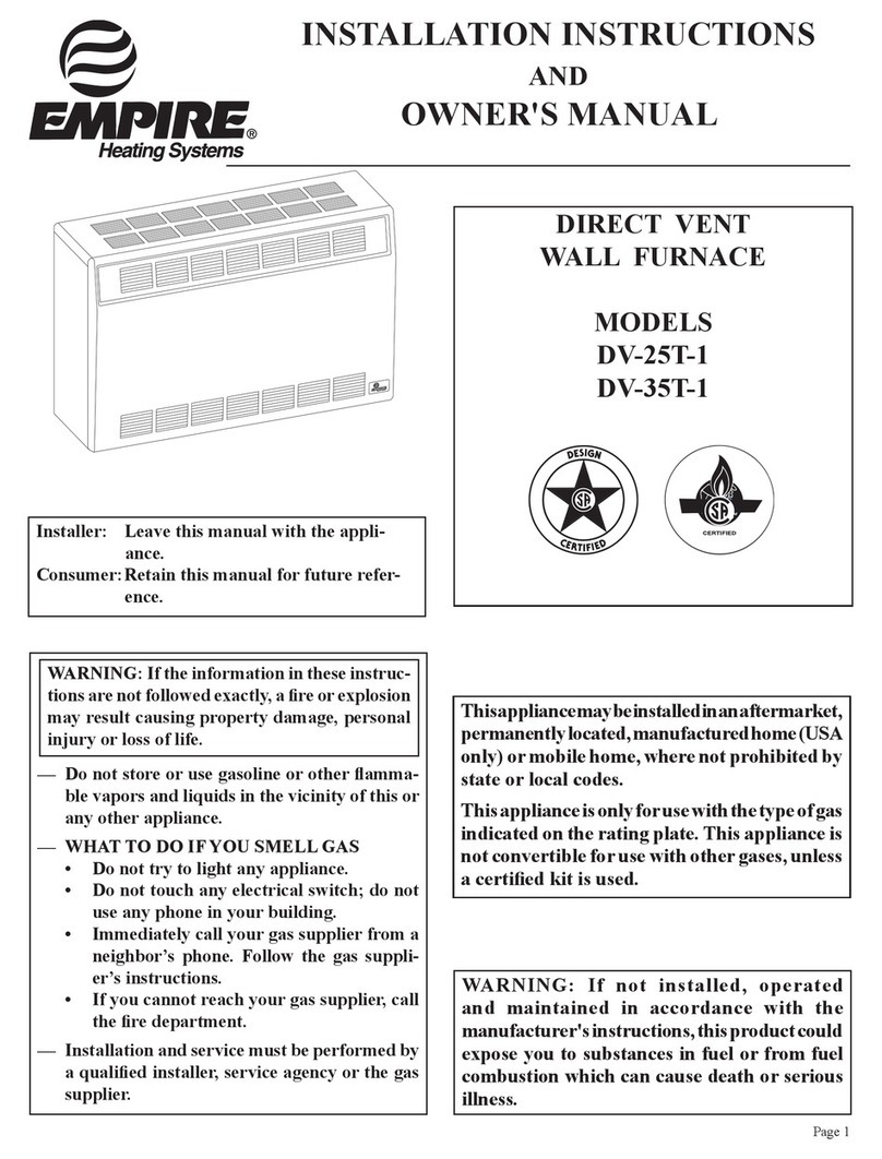 Empire Heating Systems DV-25T-1 Installation instructions and owner's manual