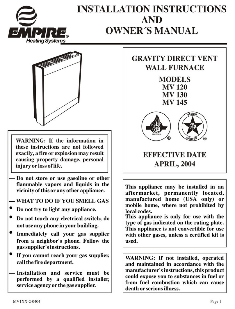 Empire Heating Systems MV 145 Quick start guide