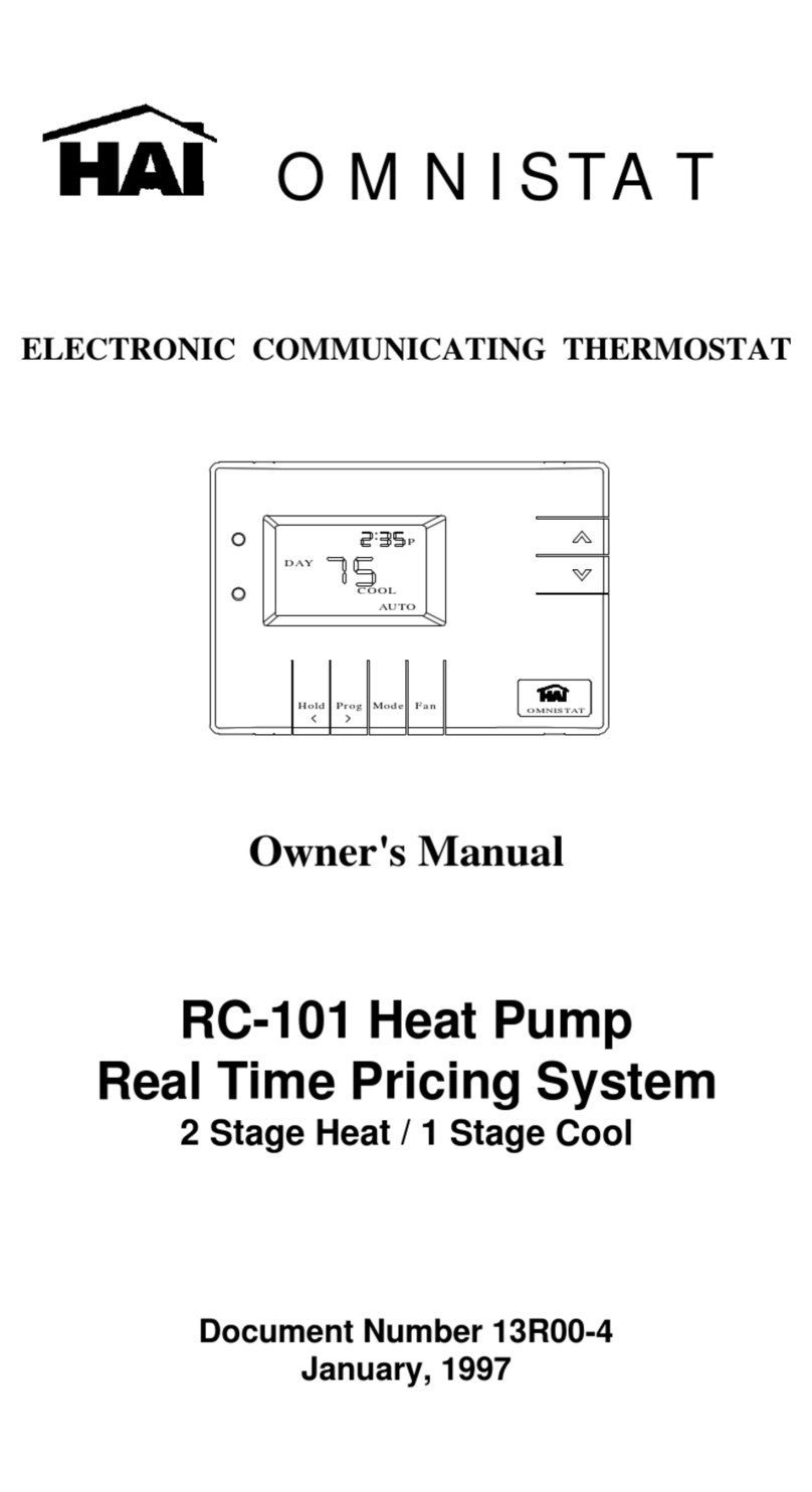 HAI OMNISTAT RC-101 owner's manual