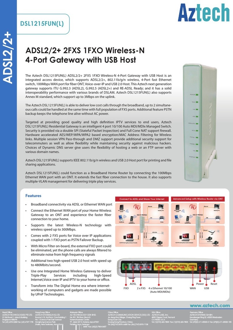 Aztech DSL1215FUN(L) Speci?cations