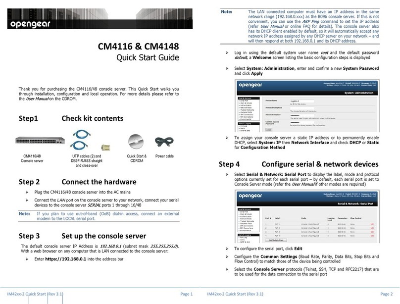 Opengear CM4116 quick start guide