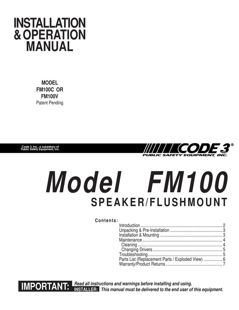 Code 3 FM100C Installation & operation manual