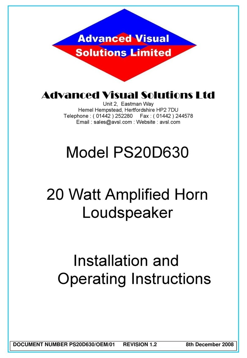 Advanced Visual Solutions PS20D630 User manual