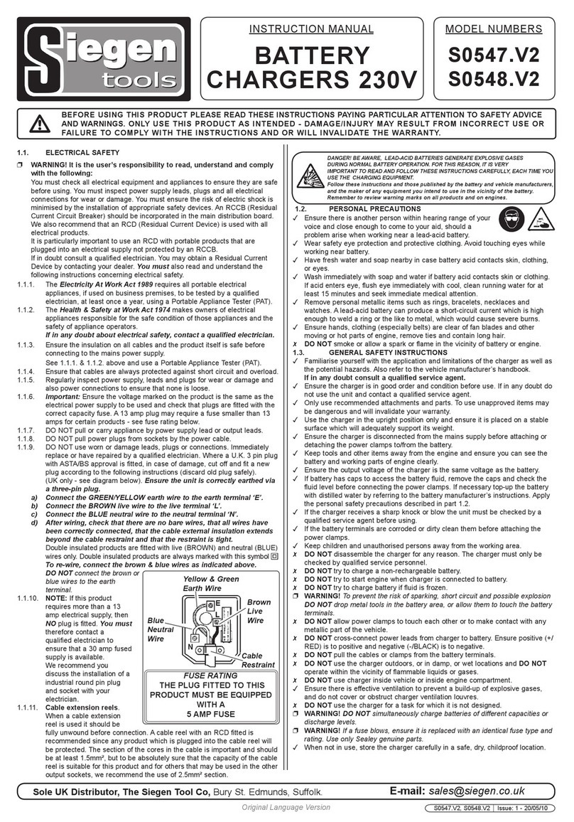 Siegen tools S0547.V2 instruction manual