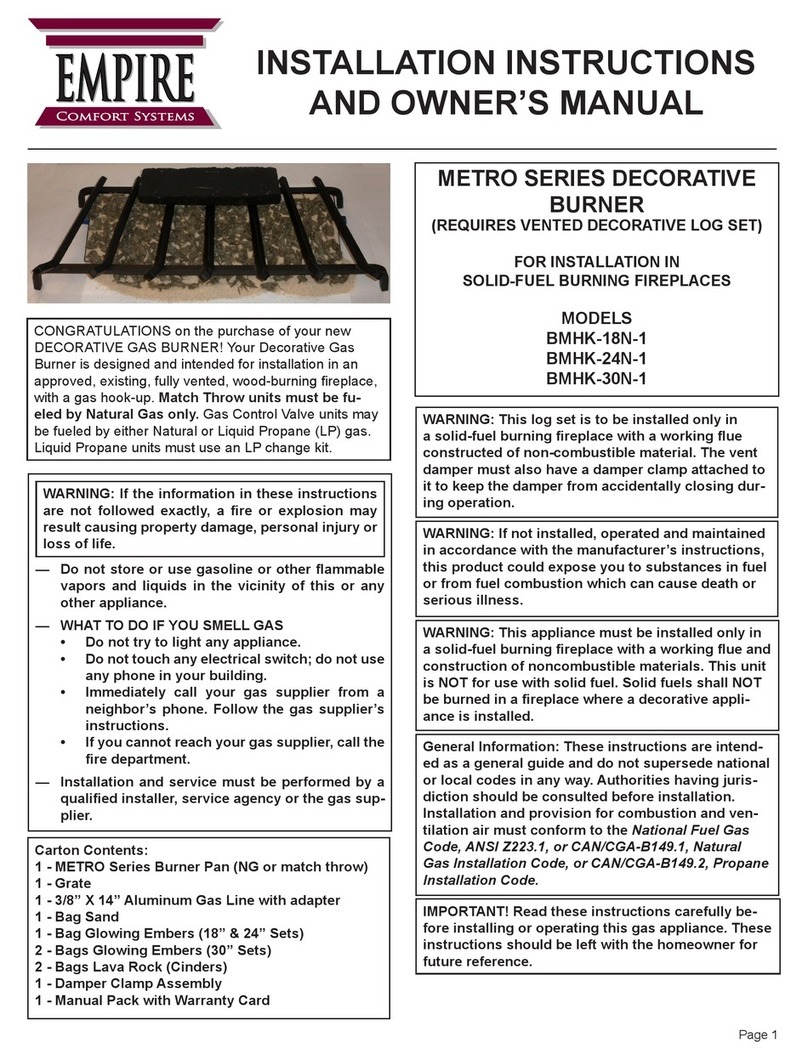 Empire Comfort Systems METRO BMHK-18N-1 Installation instructions and owner's manual Empire Comfort Systems METRO BMHK-18N-1 Installation instructions and owner's manual