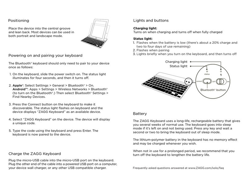 Zagg SOLO instructions