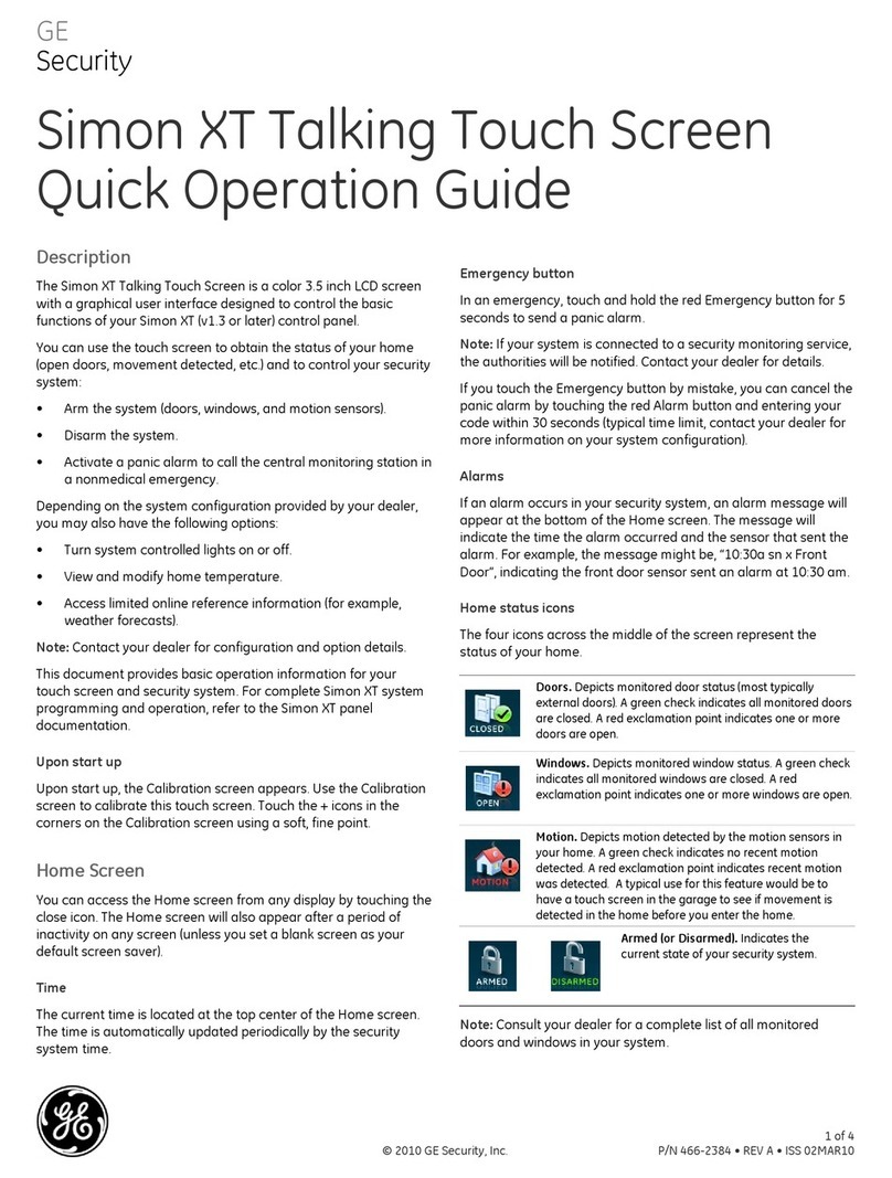 GE Security Simon XT Quick operation guide