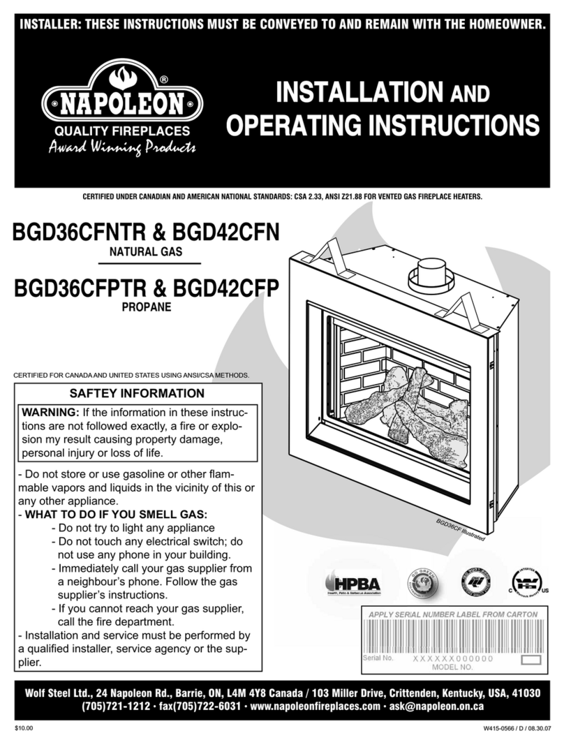 Napoleon BGD36CFNTR Installation and operating instructions Napoleon BGD36CFNTR Installation and operating instructions