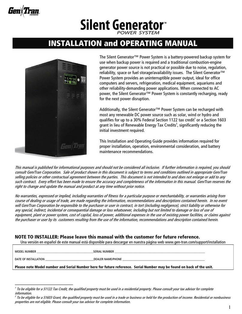GenTran Silent Generator Installation and operating manual