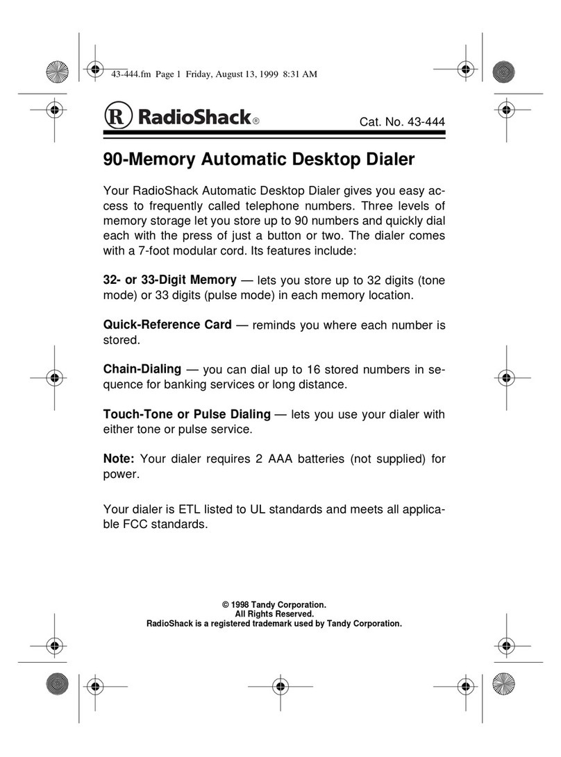 Radio Shack Automatic Desktop Dialer user manual