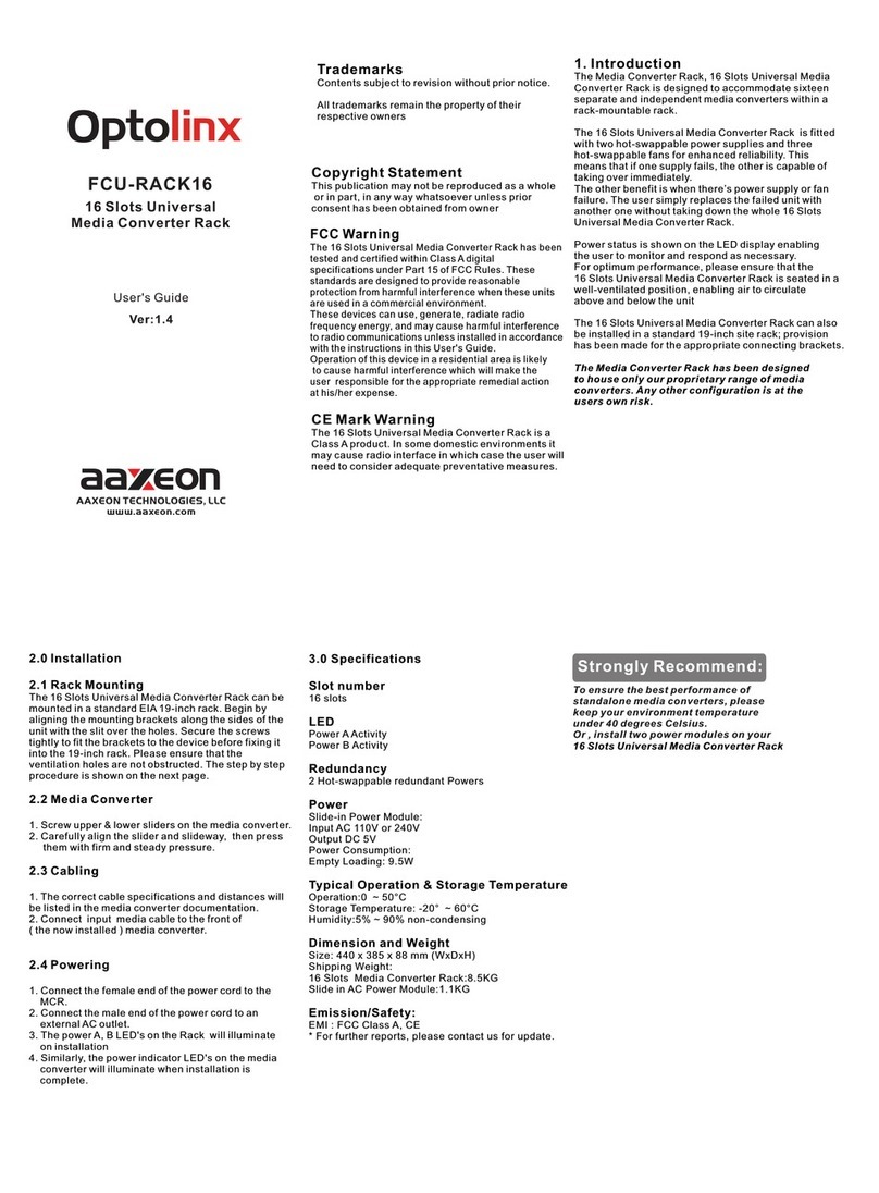 AAxeon Optolinx FCU-RACK16 user guide