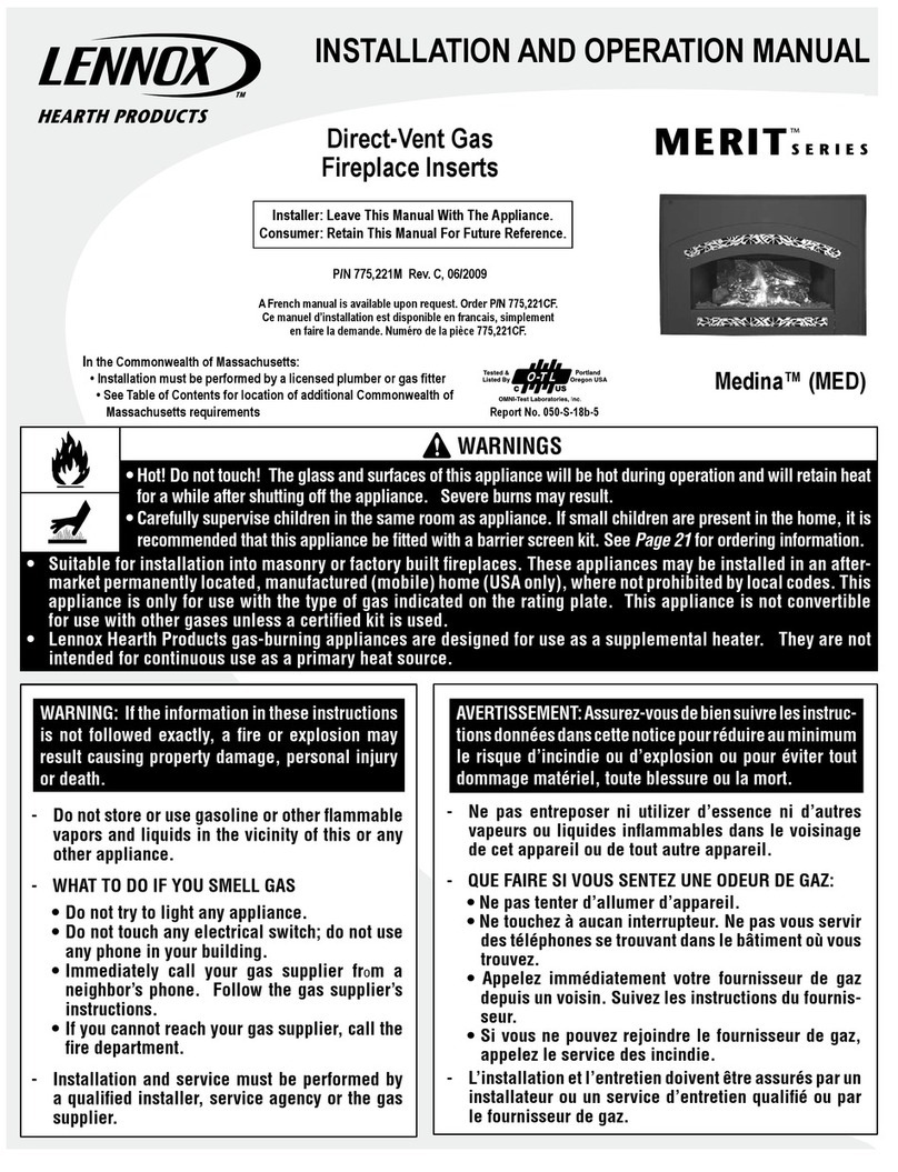 Lennox Hearth Products Merit Series Installation and operation manual Lennox Hearth Products Merit Series Installation and operation manual