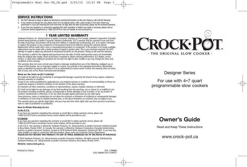 Crock-Pot Designer Series User manual