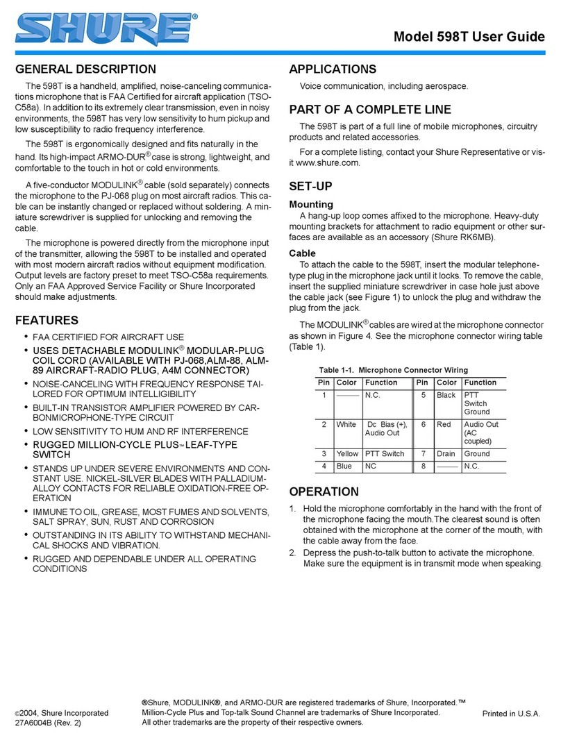 Shure 598T User manual