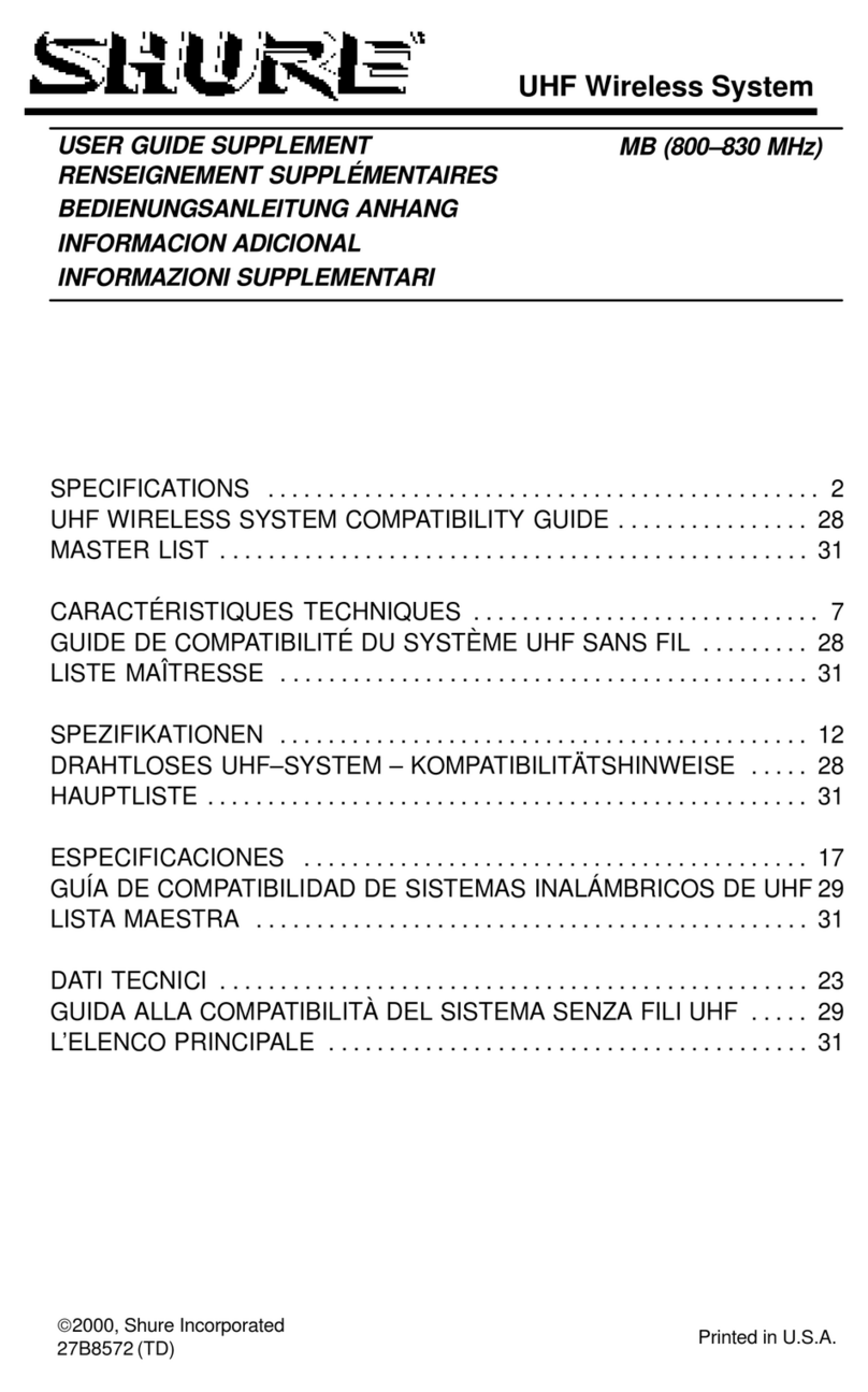 Shure UHF Wireless System User guide supplement