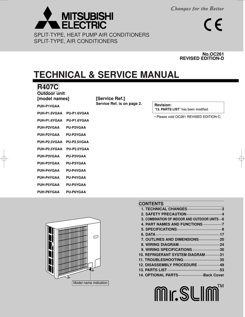 Mitsubishi Electric Mr.SLIM PUH-P1VGAA Operating manual