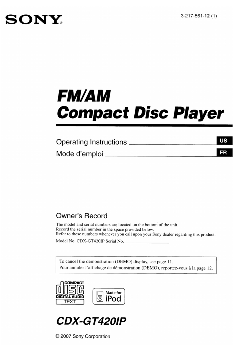Sony CDX-GT420iP - Radio / CD operating instructions