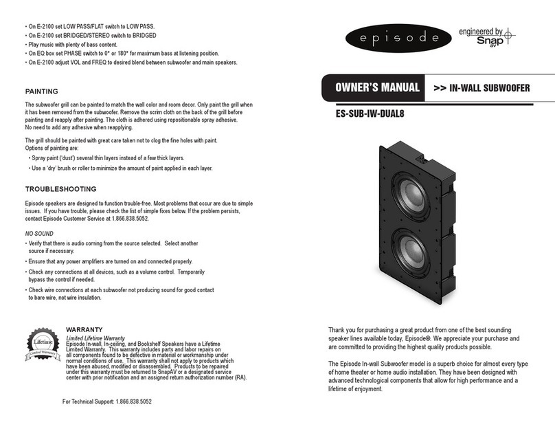 Episode ES-SUB-IW-DUAL8 owner's manual