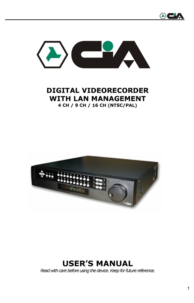 CiA DIGITAL VIDEORECORDER WITH LAN MANAGEMENT 4 CH / 9 CH / 16 CH... user manual