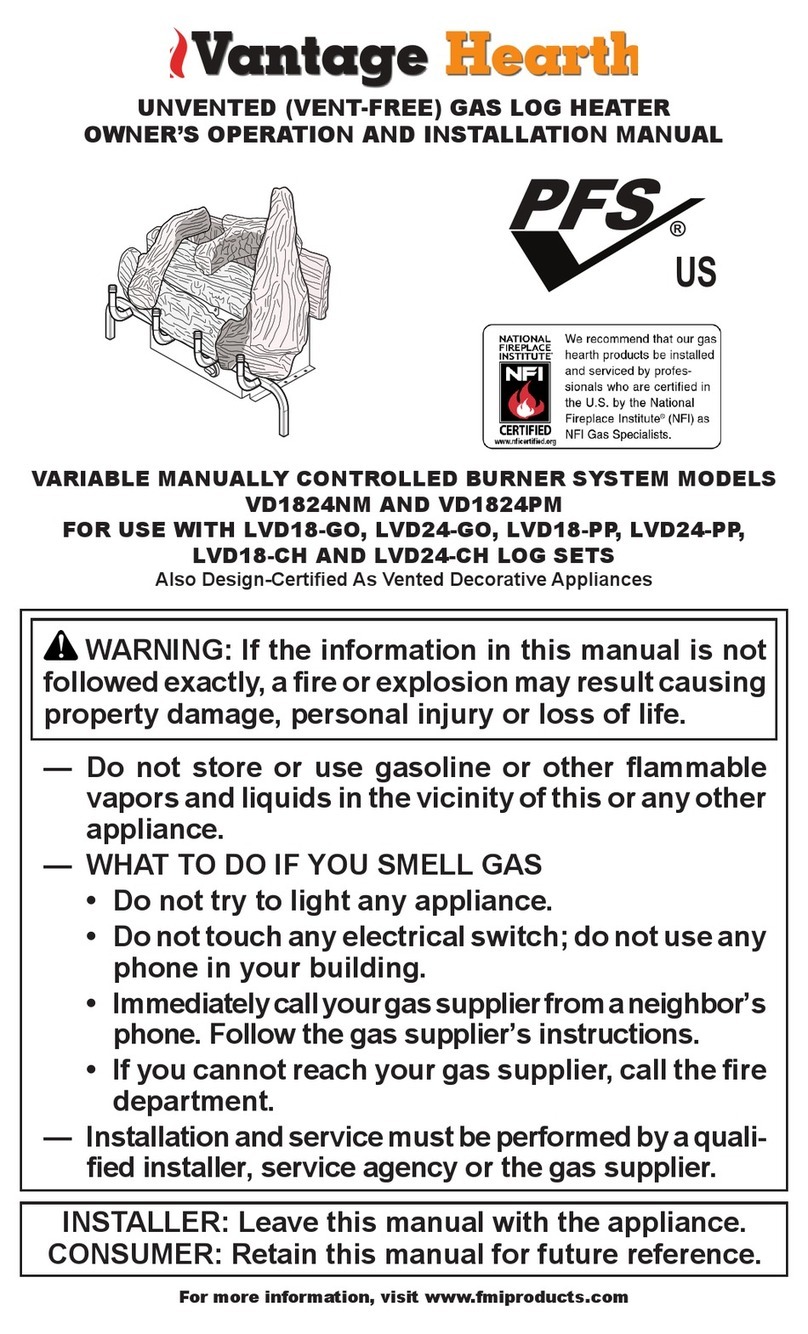 Vantage Hearth Vantage Hearth OWNER'S OPERATION AND INSTALLATION MANUAL