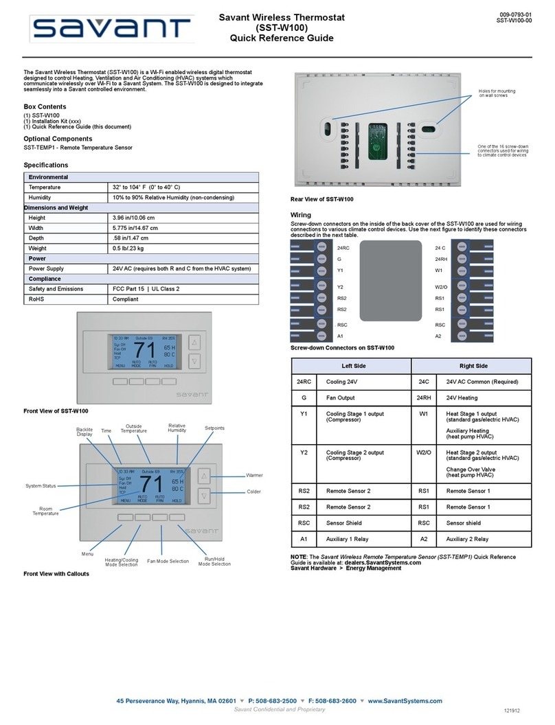 Savant SST-W100 User manual