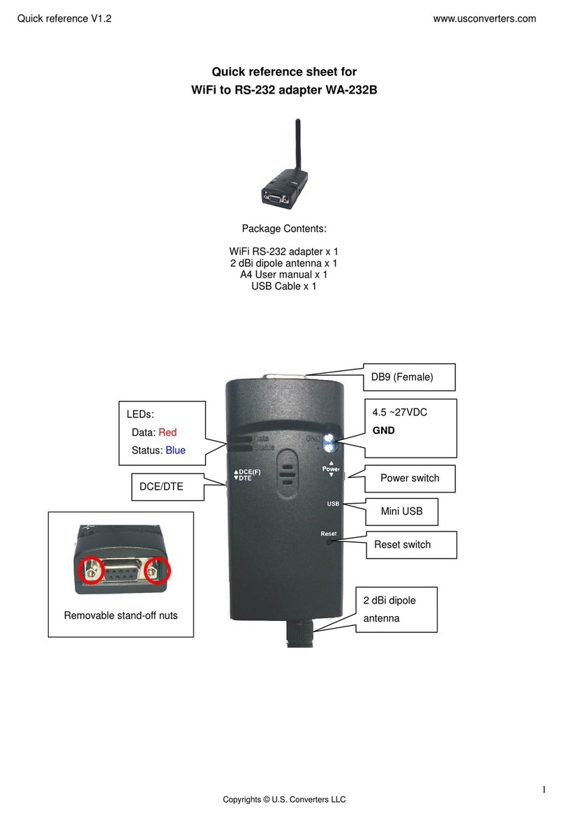 Usconverters WA-232B Quick reference sheet