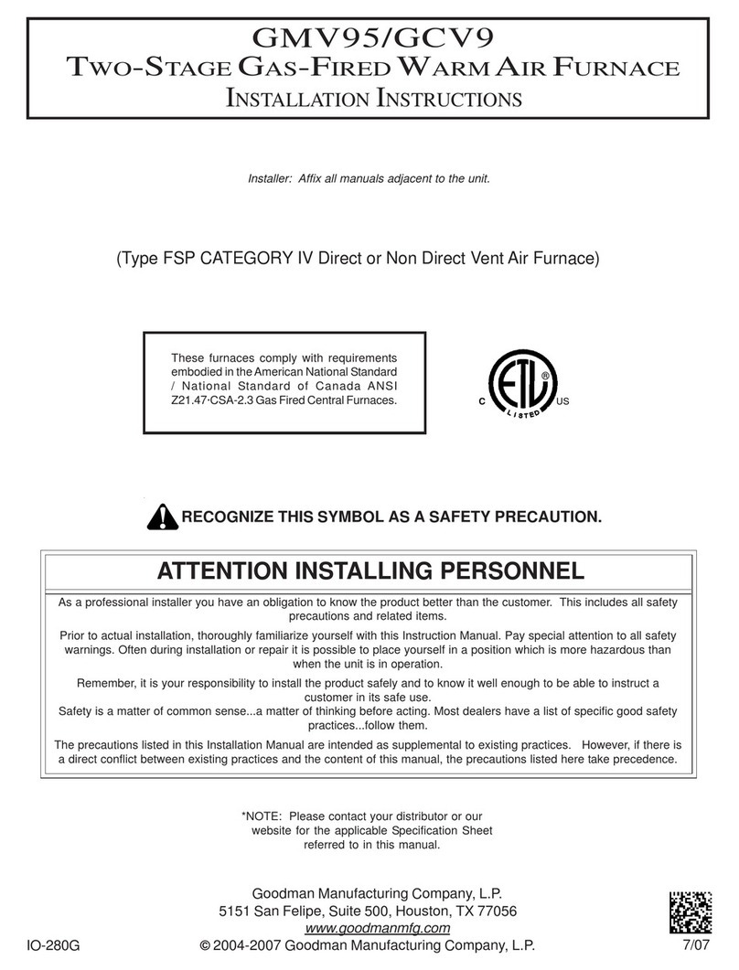 Goodman GMV95 Series User manual Goodman GMV95 Series User manual
