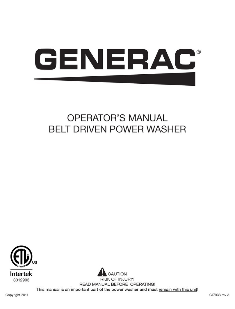 Generac Power Systems BELT DRIVEN POWER WASHER User manual
