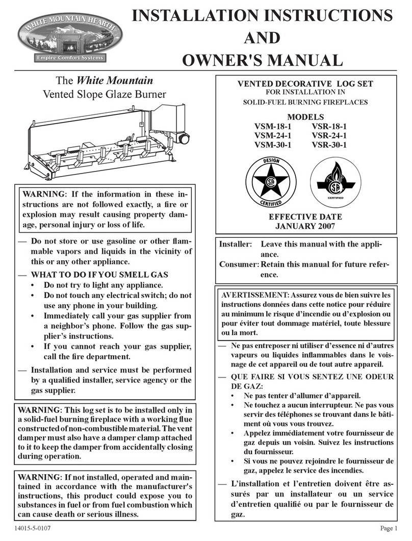 White Mountain Hearth VSM-18-1 Installation instructions and owner's manual