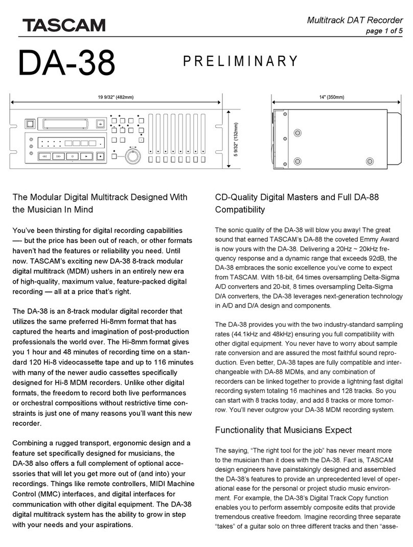 Tascam DA-38 Preliminary information