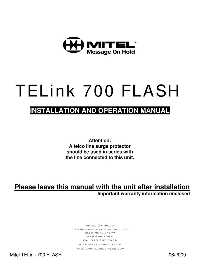 Mitel TELink 700 FLASH Installation and operation manual