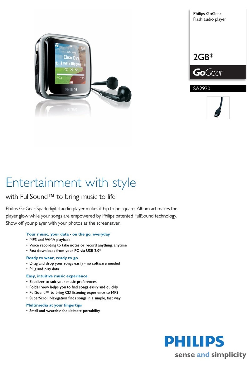 Philips GoGear SA2920 Specifications
