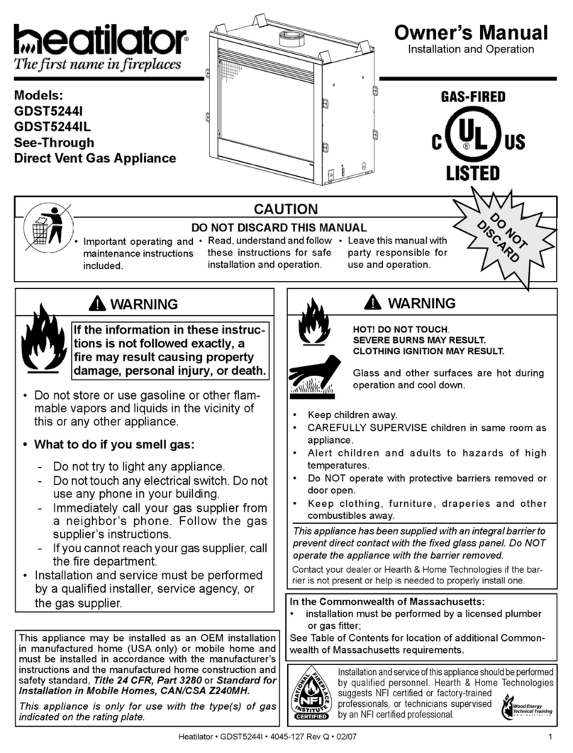 Heatilator GDST5244I User manual