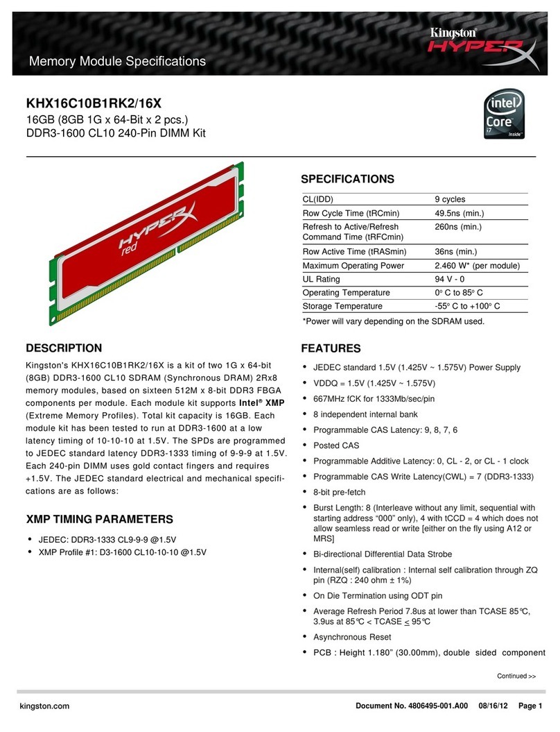 Kingston Technology KHX16C10B1RK2/16X User manual