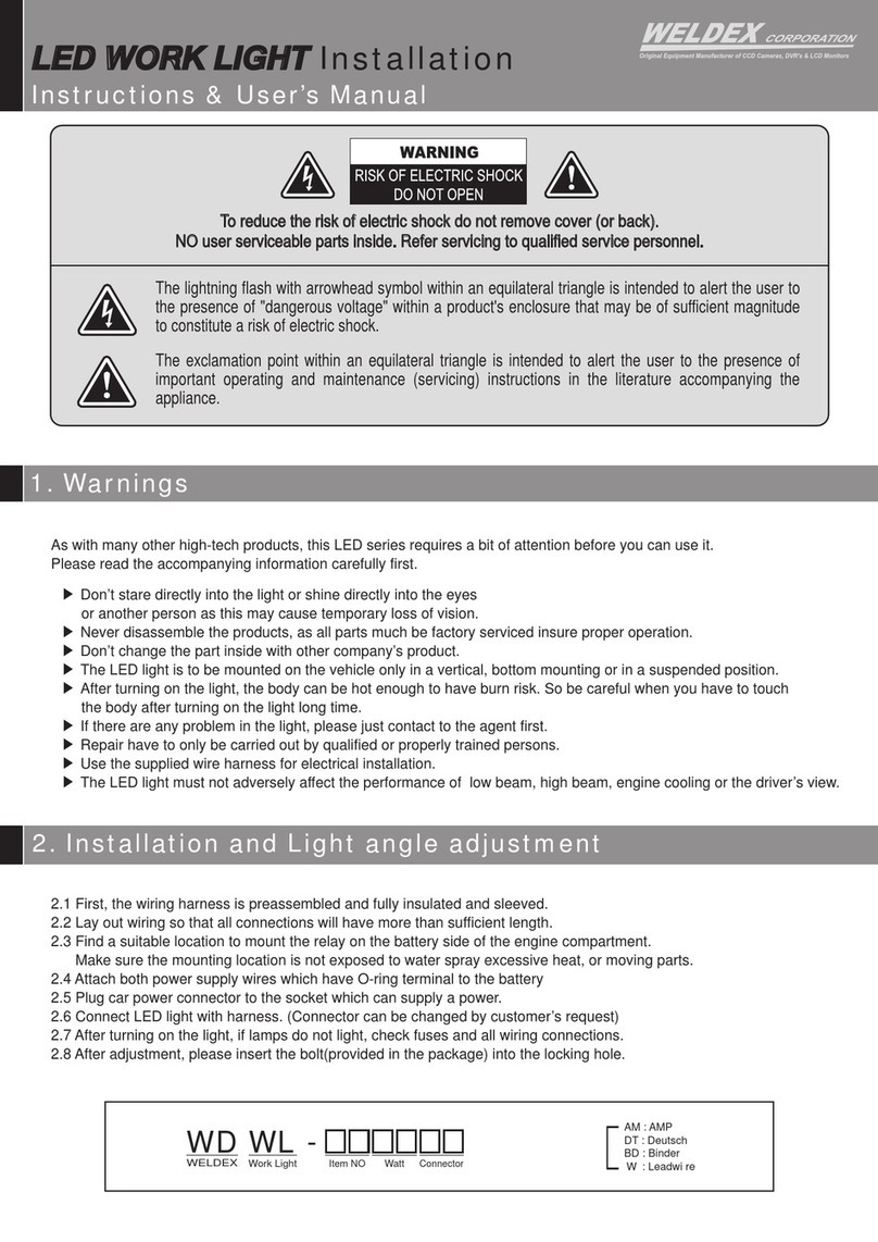 Weldex LED WORK LIGHT Planning guide