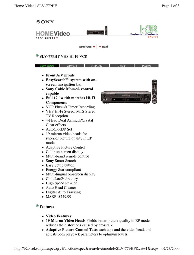 Sony SLV-779HF - Video Cassette Recorder User manual