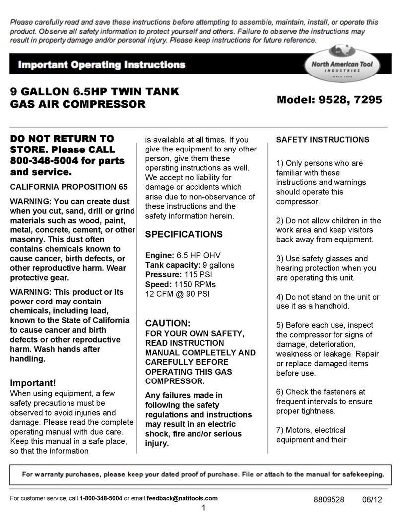 North American Tool 9528 Important operating instructions