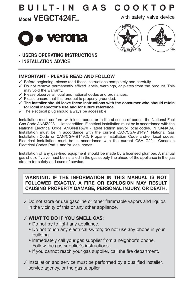 Verona VEGCT424F Series User operating instructions