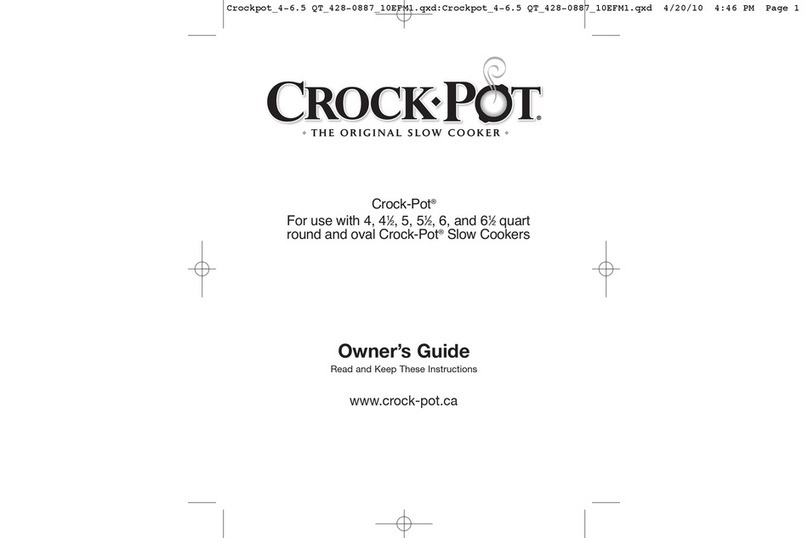 Crock-Pot Slow Cookers User manual