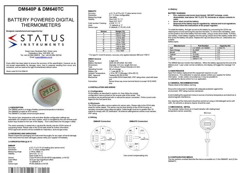 Status Instruments DM640P User manual