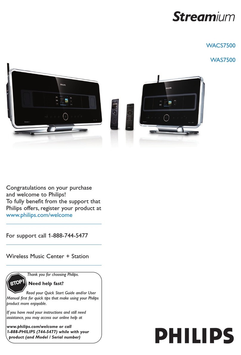 Philips WACS7500 - Streamium Wireless Music Center&Station Network Audio... user guide Philips WACS7500 - Streamium Wireless Music Center&Station Network Audio... user guide
