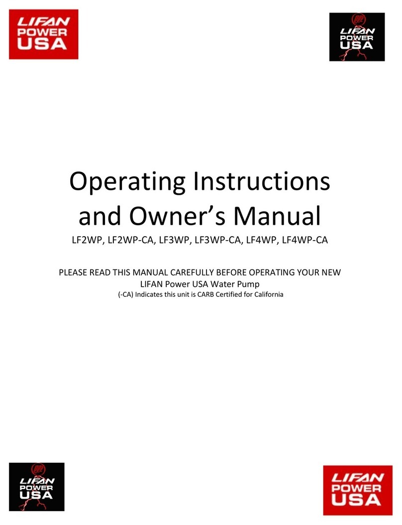 LIFAN	 Power USA LF2WP Operating instructions and owenrs manual