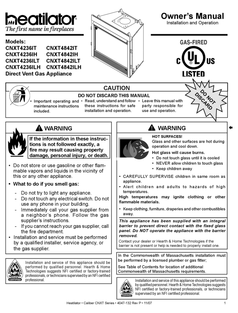 Heatilator Direct Vent Gas Appliance CNXT4236IT owner's manual