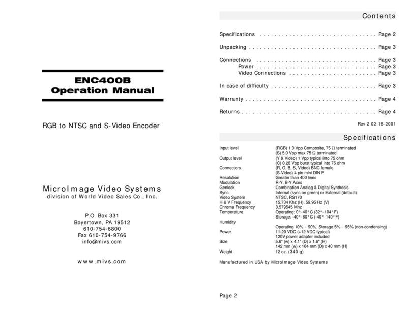 MicroImage Video Systems ENC400B Operation manual MicroImage Video Systems ENC400B Operation manual
